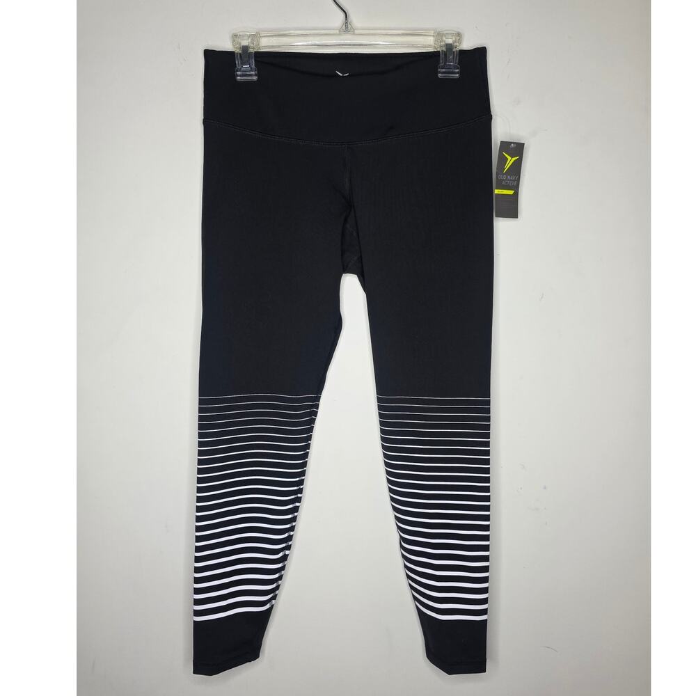 NWT Old Navy black compression leggings with white stripes - large